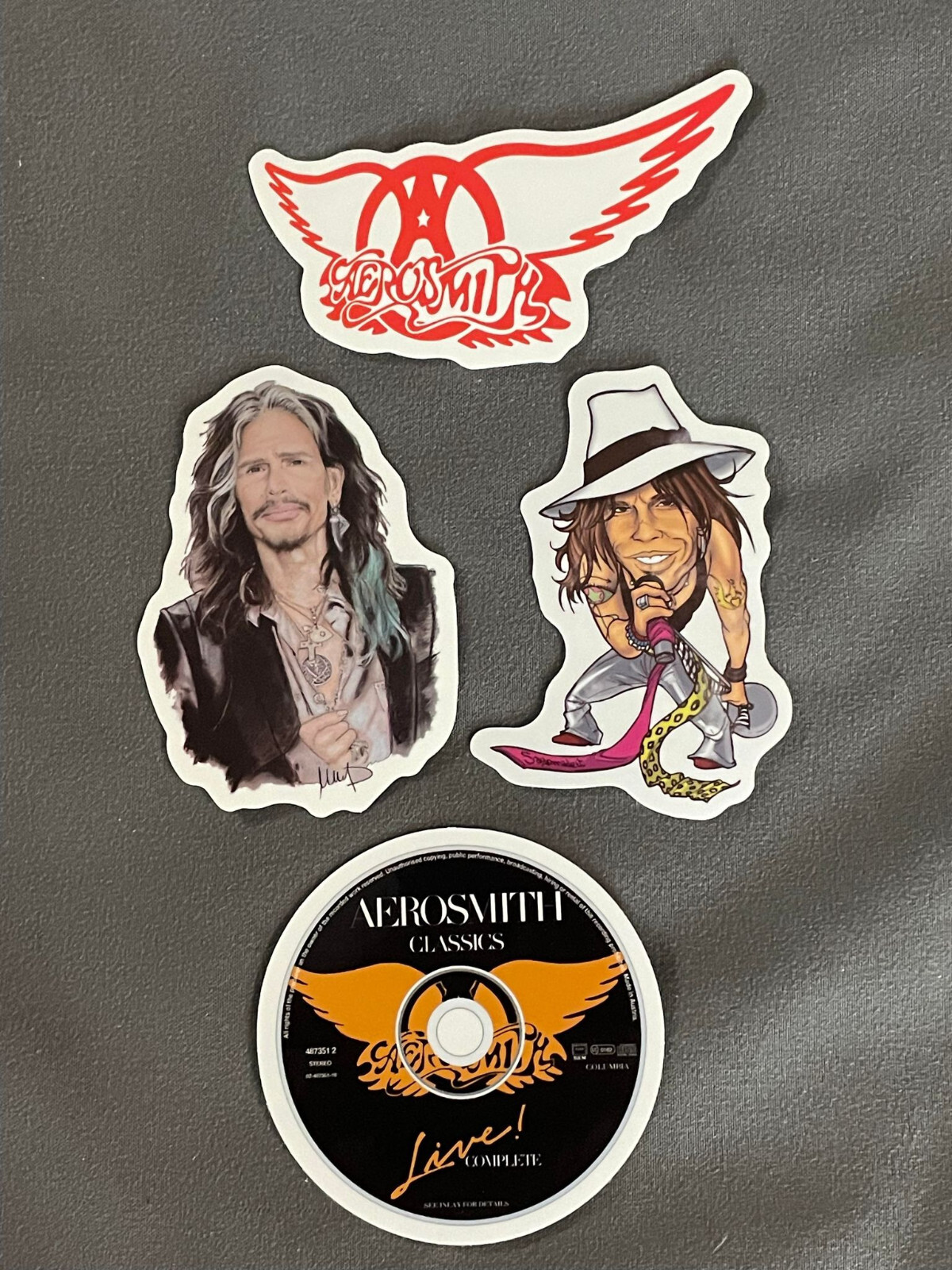 Lot of 4 AEROSMITH 1 3/4" to 3" Band Photo STICKERS FAST! FREE! STEVEN TYLER Joe