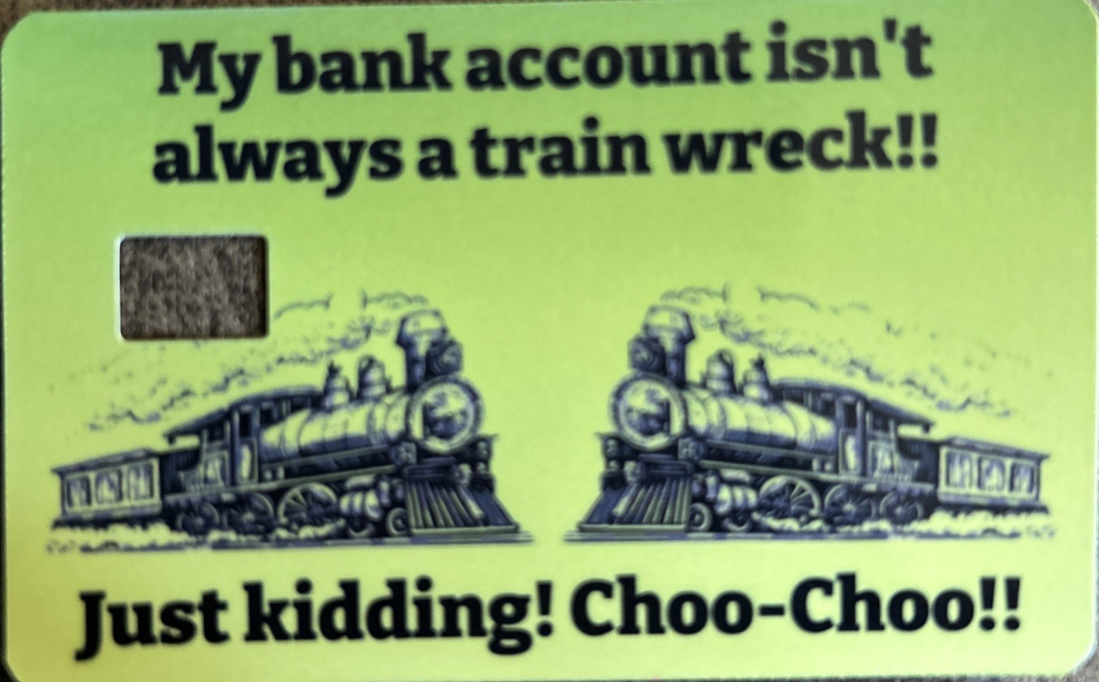 Train Wreck Credit Debit Card Skin Cover Sticker Chip Funny Decal