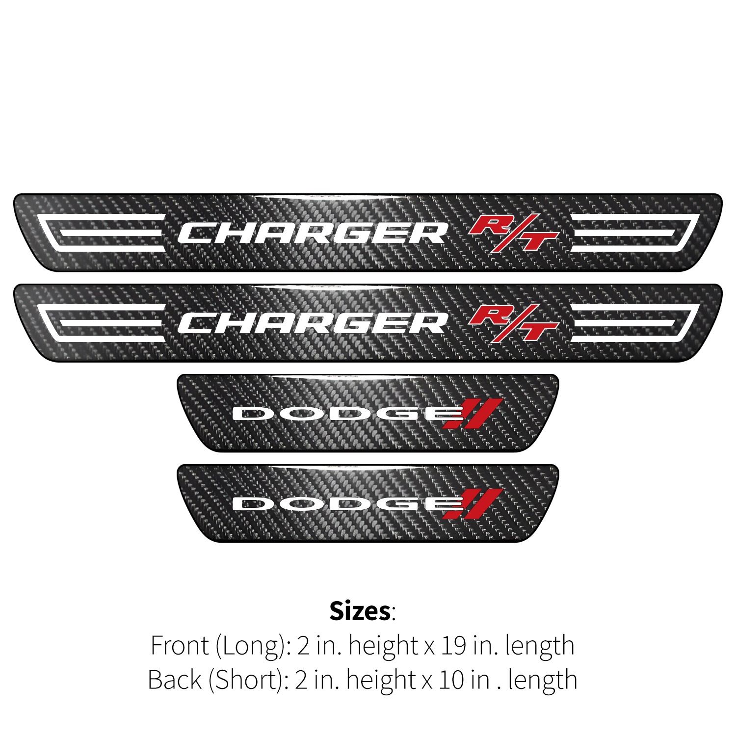 Dodge Charger R/T X-Large Black Carbon Fiber 4 Pcs Universal Door Sill Plates