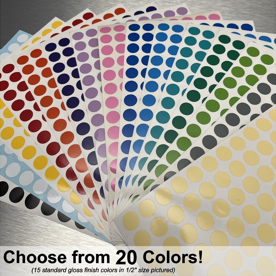 Polka Dot Self Adhesive Gloss Vinyl Stickers Choose from 20 Colors and 4 Sizes