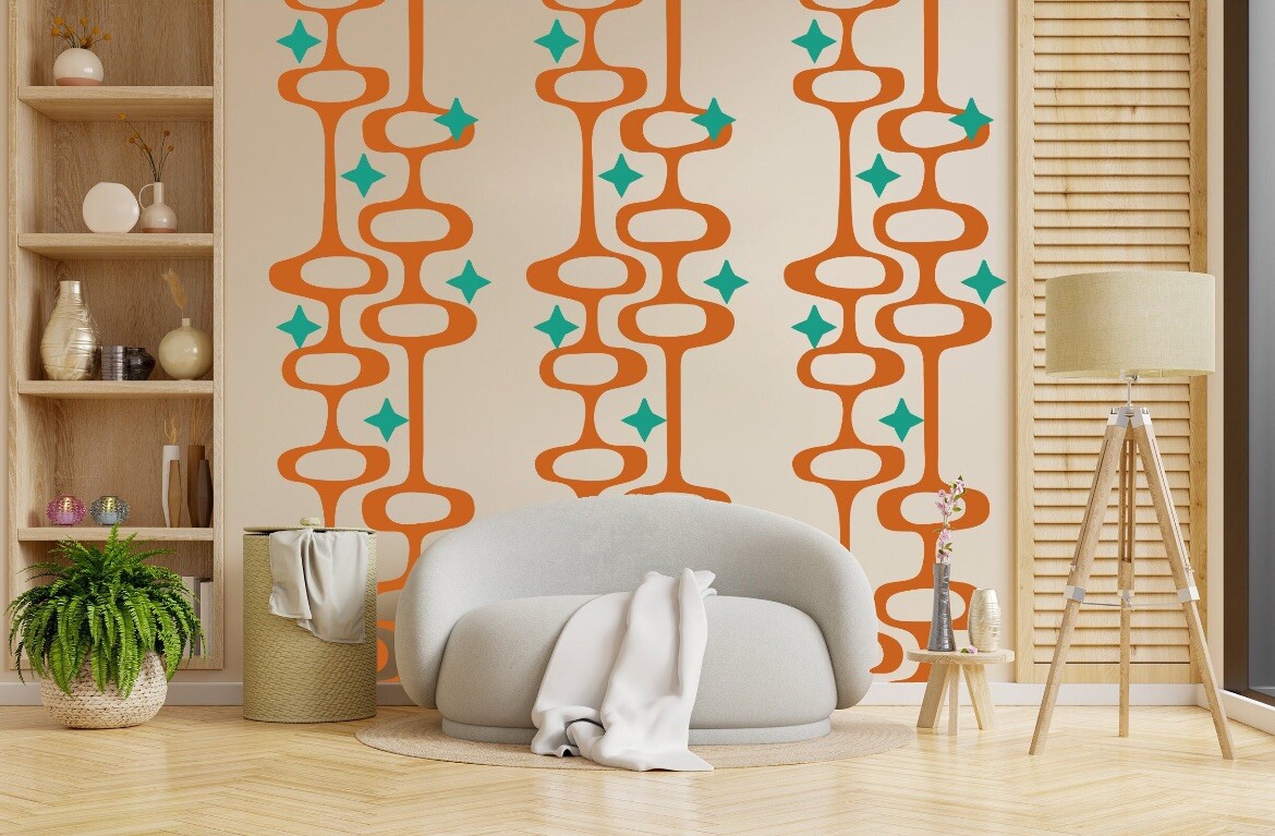 Mid-Century Modern Atomic Age Wall Decal | Retro Home Decor, 80” H x 22” W”