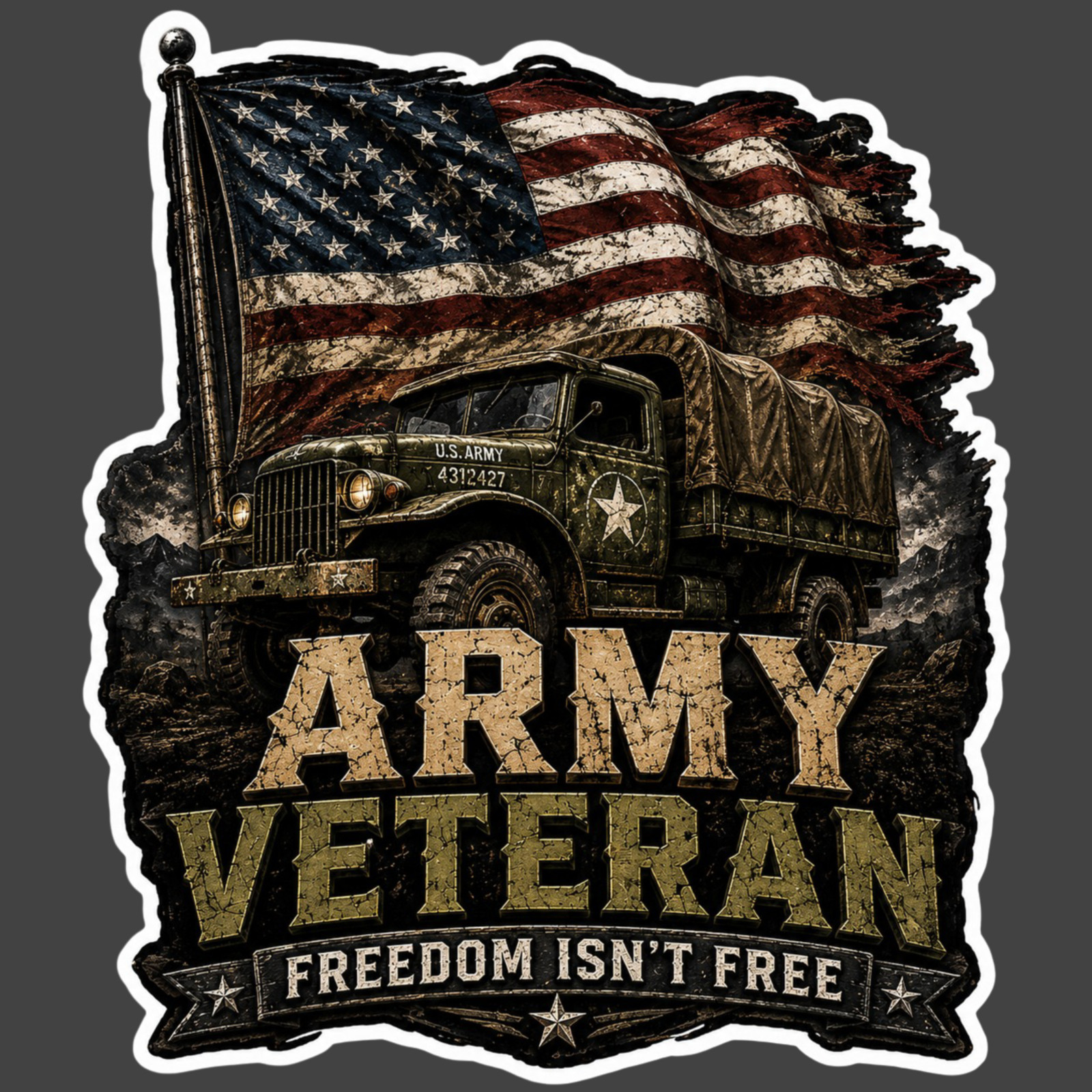 Army Veteran Sticker Vinyl Decal Freedom Isn't Free Military Truck Patriotic