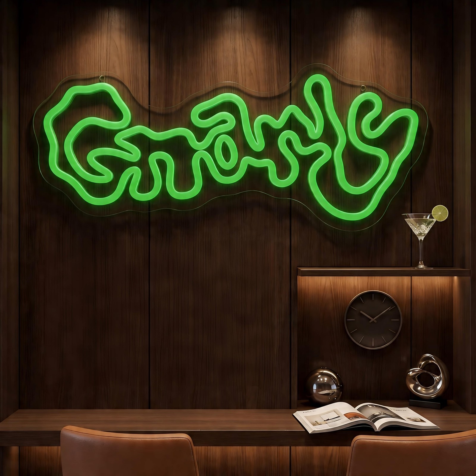 Gnarly Neon Sign, Green LED Wall Art, 16.5×7 Inch, USB Powered, Graffiti Font…
