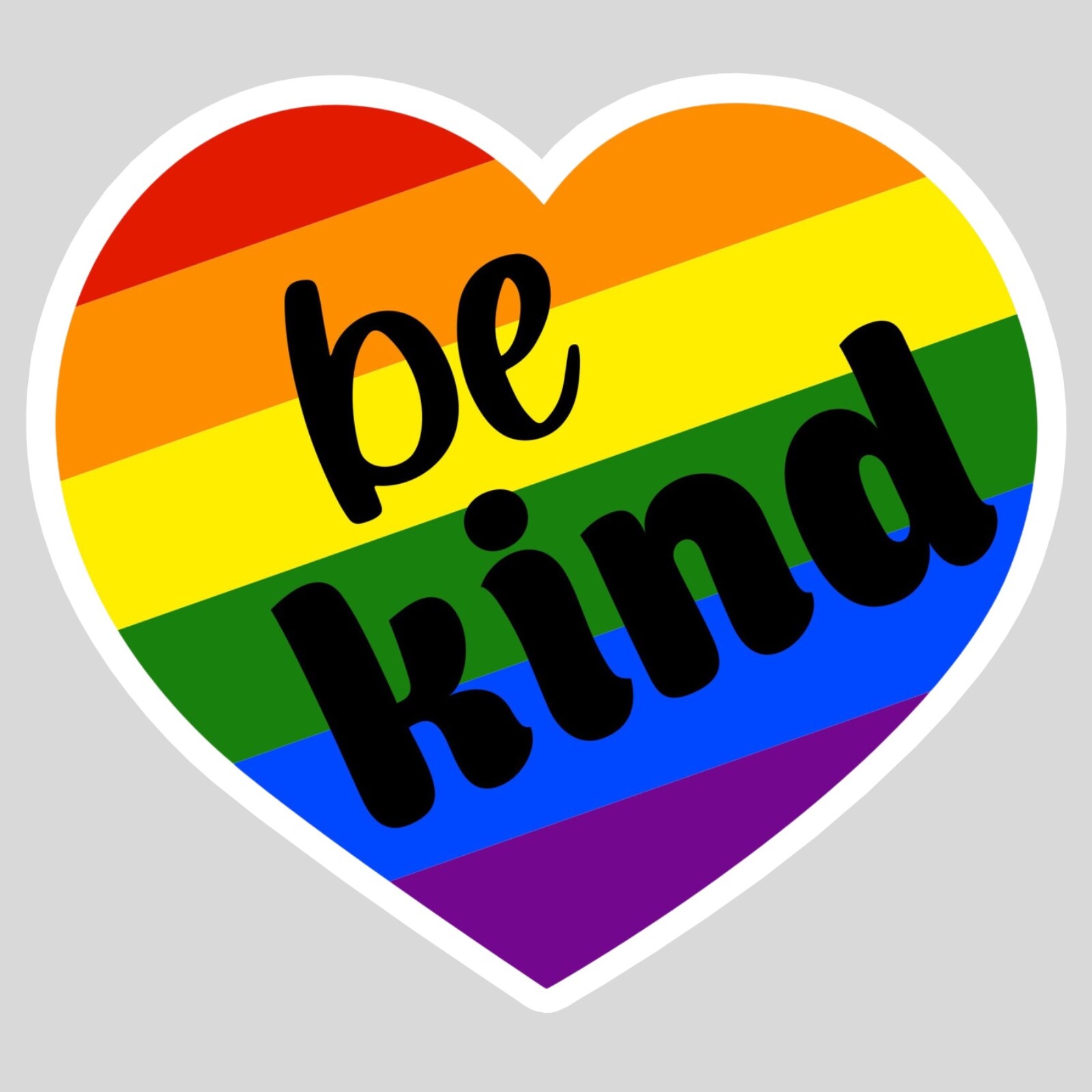BE KIND RAINBOW HEART STICKER GAY LGBTQ