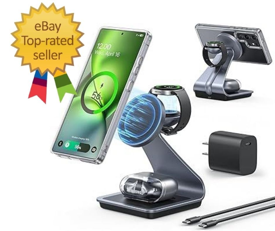 Magnetic Wireless Charger for Samsung, 3 in 1 MagSafe Charging Station Alumin…