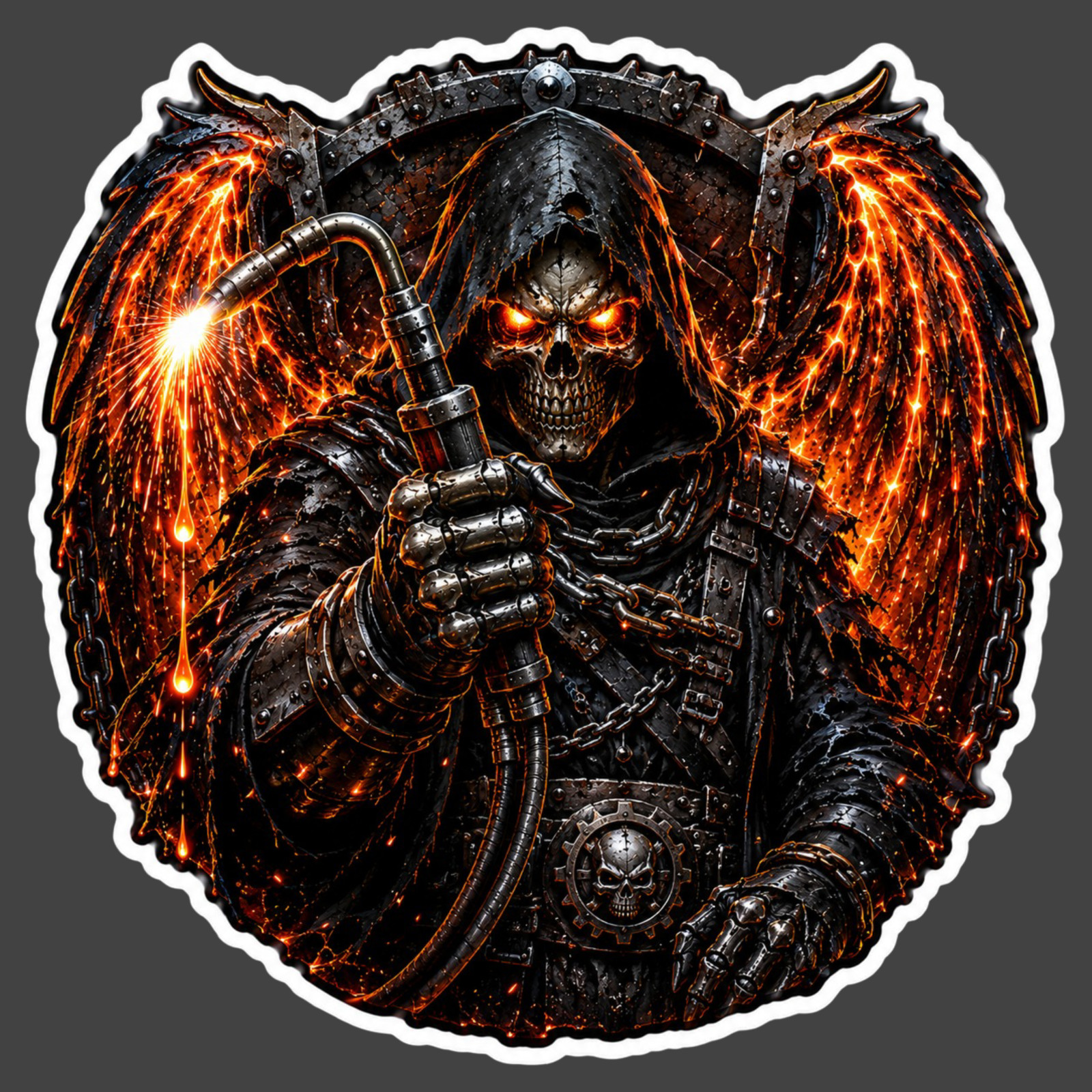 Welder Sticker Vinyl Decal Grim Reaper Welding Torch Skull Metal Fabricator