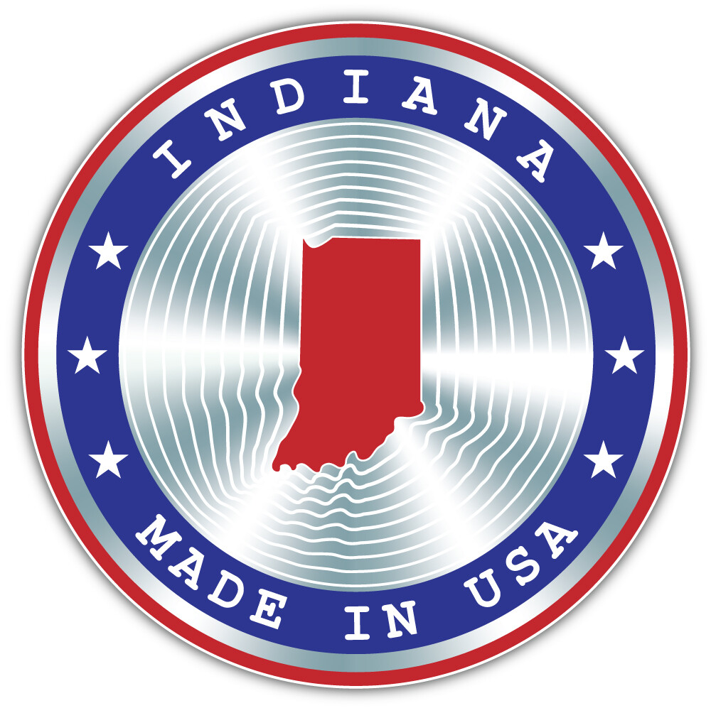 Made In Indiana USA State Map Emblem Car Bumper Sticker Decal "SIZES"