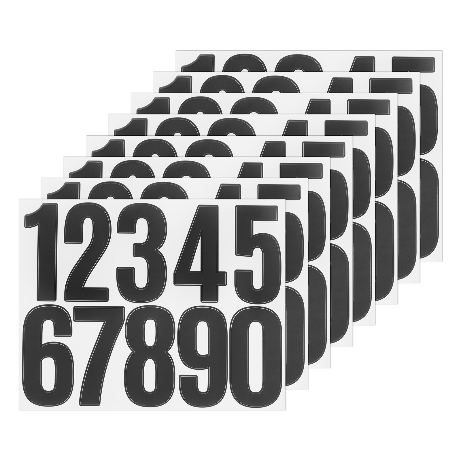 8 Sheets Numeric Stickers 3" Vinyl Stickers with Numbers 0 to 9 [80pcs Black]