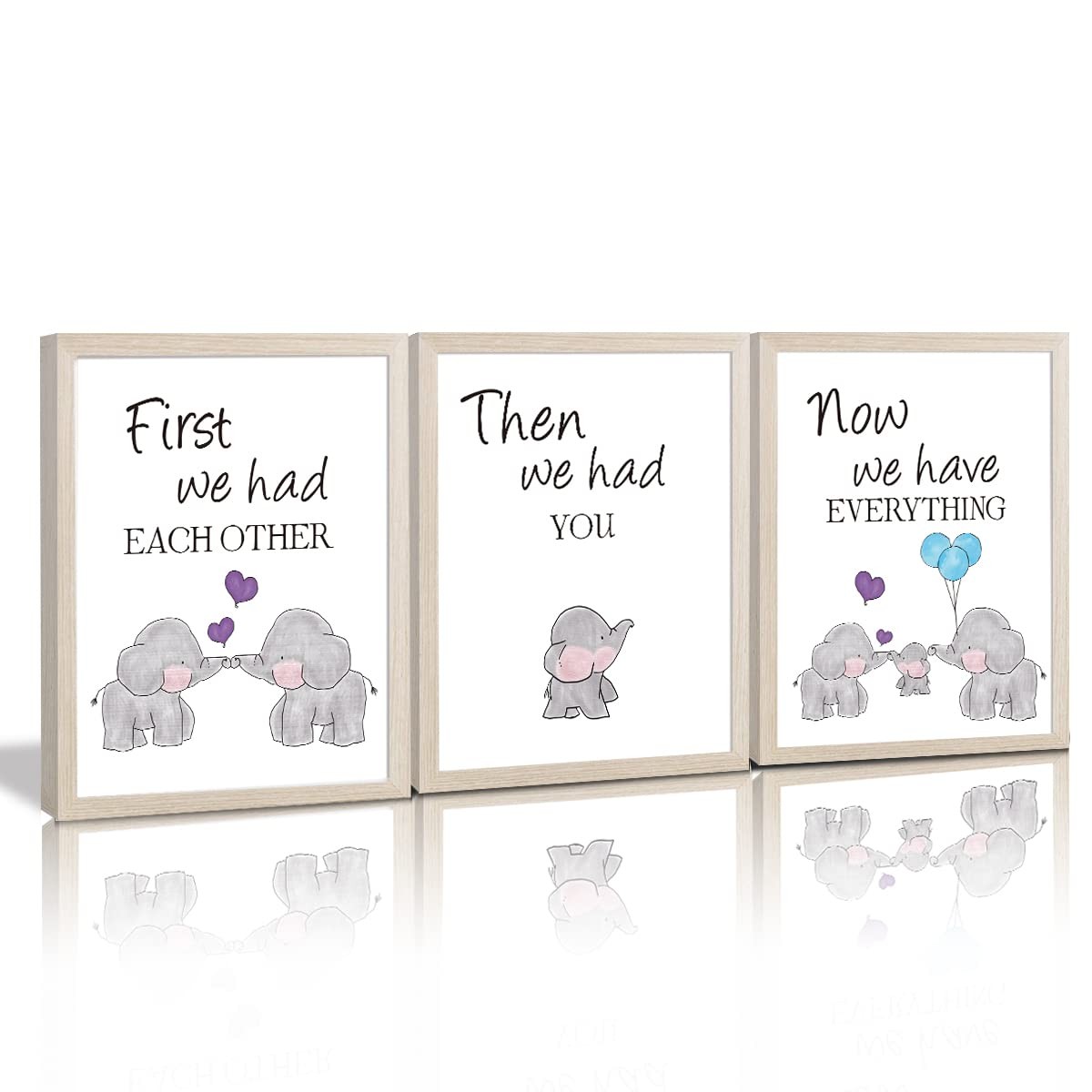 Elephant Family Framed Canvas Wall Art ,First We Had Each Other Quote Art Pri…