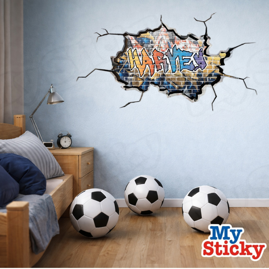 Personalized 3D Graffiti Name Custom Vinyl Wall Sticker DIY Room Decor Kids
