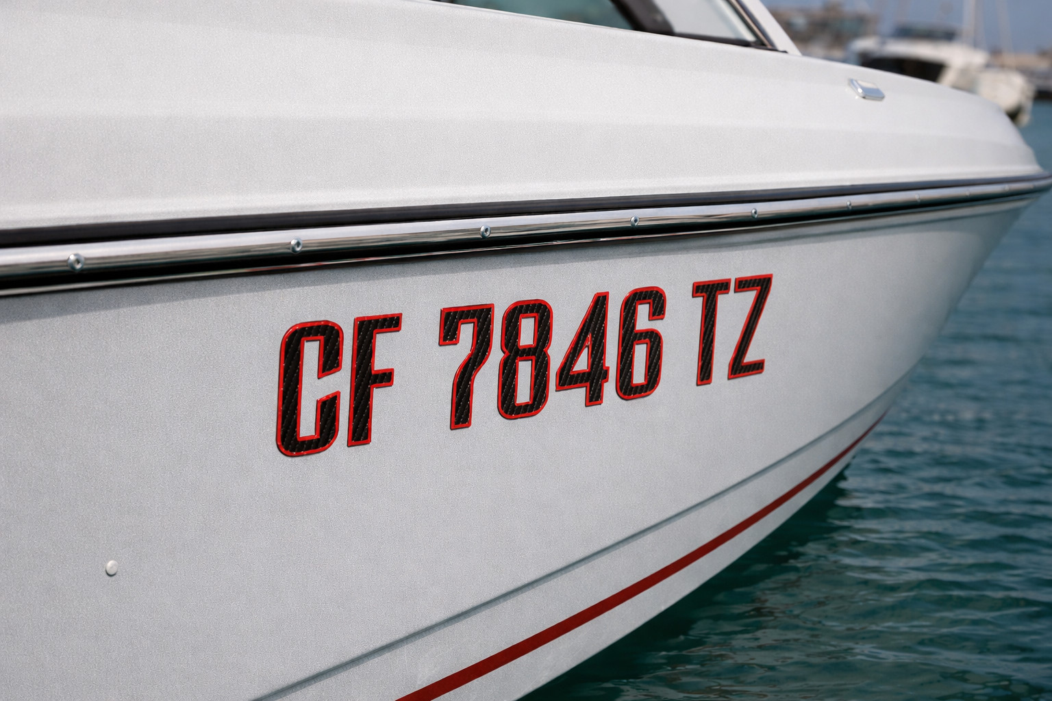 BOAT PWC LETTERS & NUMBERS REGISTRATION – RAISED CARBON FIBER 3D DECALS