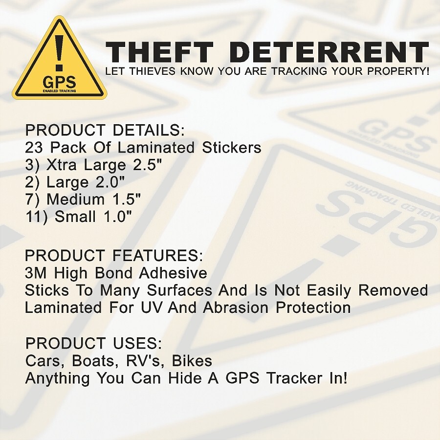 23 PACK GPS Tracking Warning Theft Deterrent Laminated Stickers High Quality