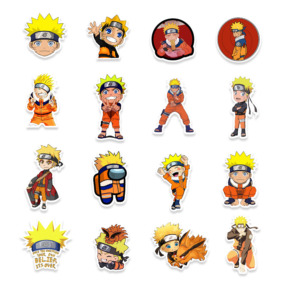 50 Pcs Stickers Naruto Uzumaki Anime Skateboard Luggage Phone Laptop Car Vinyl