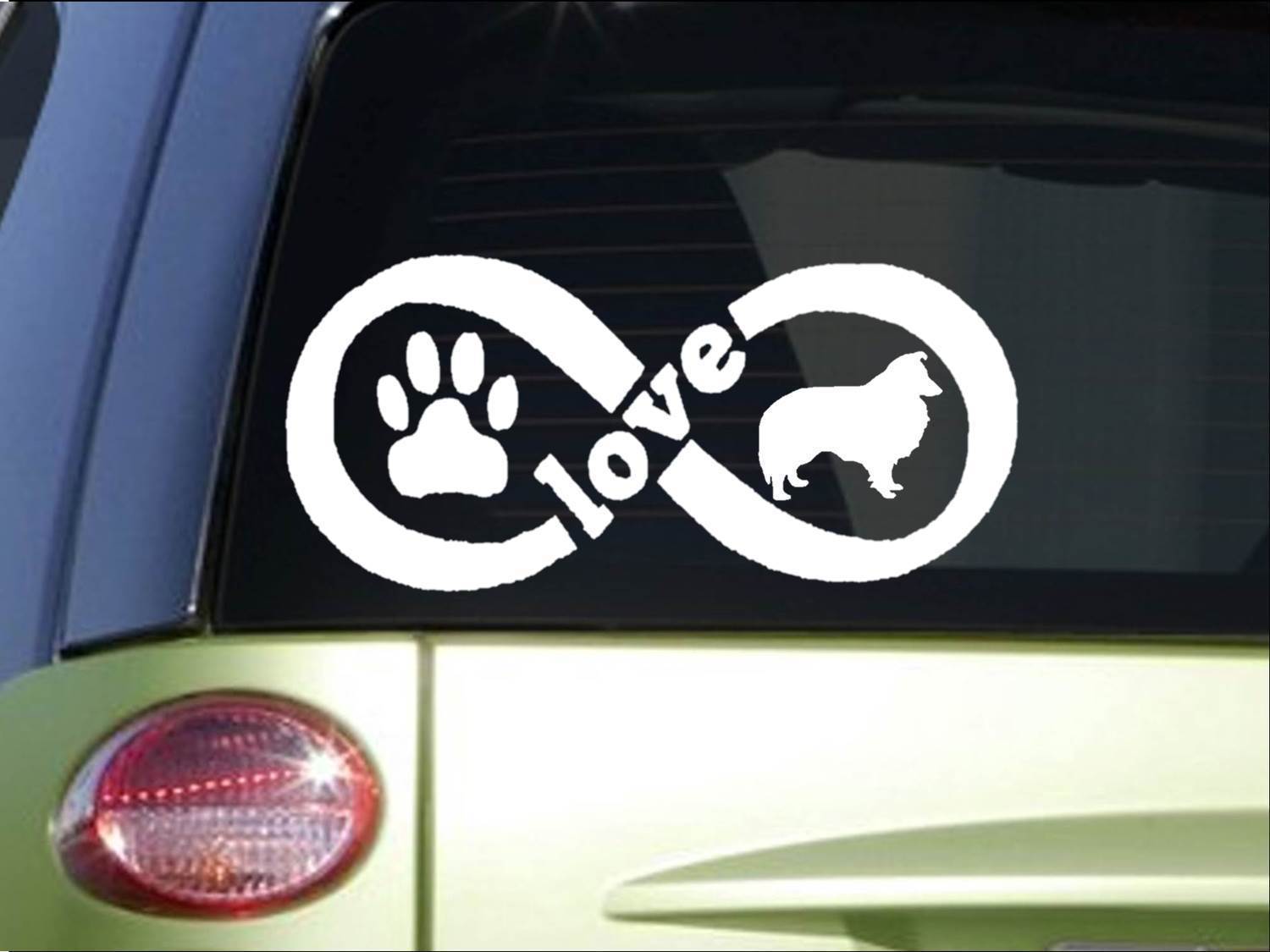 Sheltie Shetland Sheepdog Infinity sticker *H401* 4 x 8.5 inch vinyl love decal
