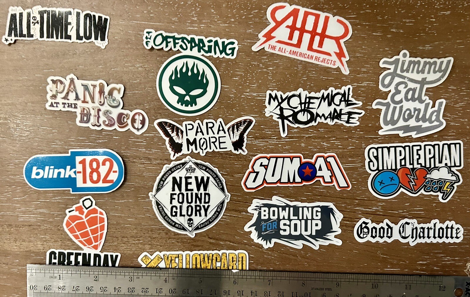 15 Pop Punk Band Logo Sticker Pack – Clear, Holographic, or White – Blink 182