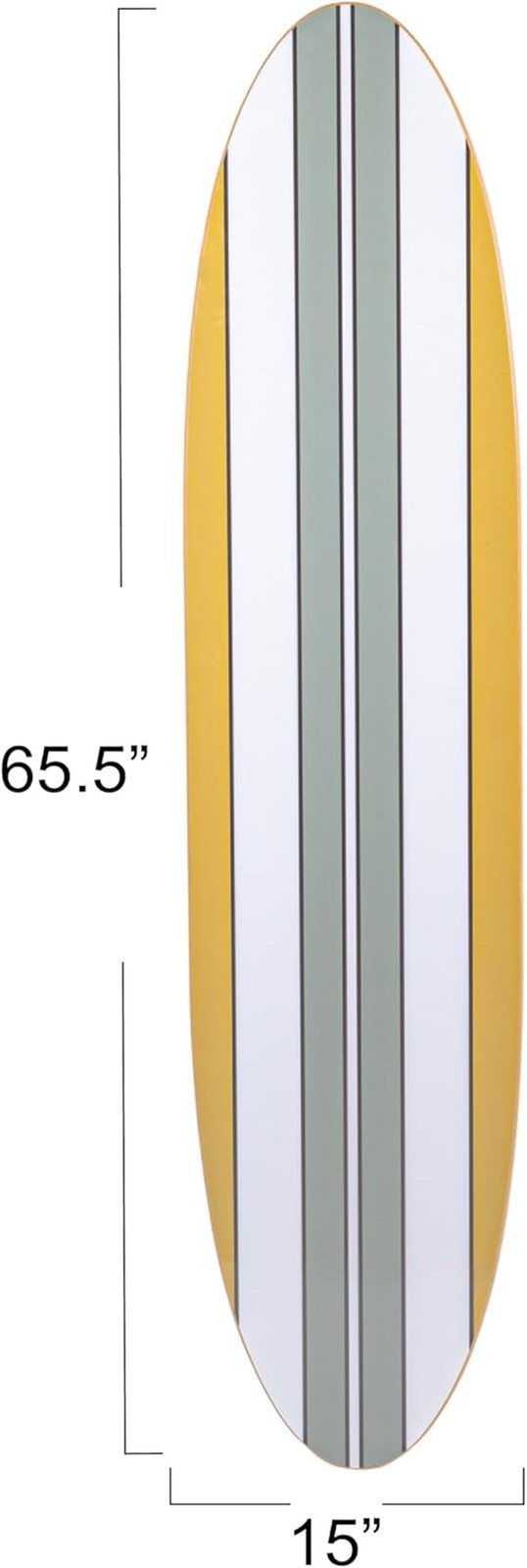 Creative Co-Op65.5 Inches Reclaimed Wood Striped Surfboard Wall Décor, Multicolo