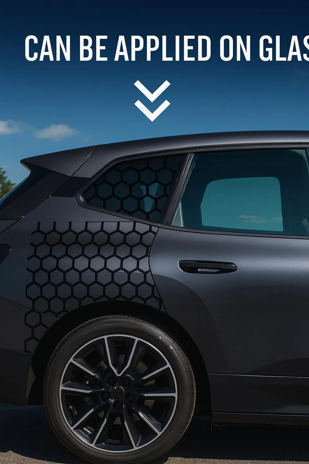 2x Honeycomb Window Decals for Cars | 2-Piece Vinyl Matte Black Set Rear