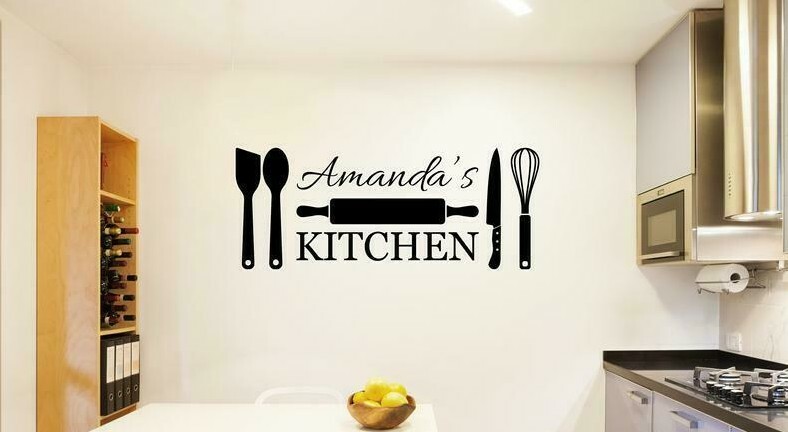 PERSONALIZED KITCHEN Vinyl Wall Decal Decor Farmhouse Rustic Home Cafe Bar