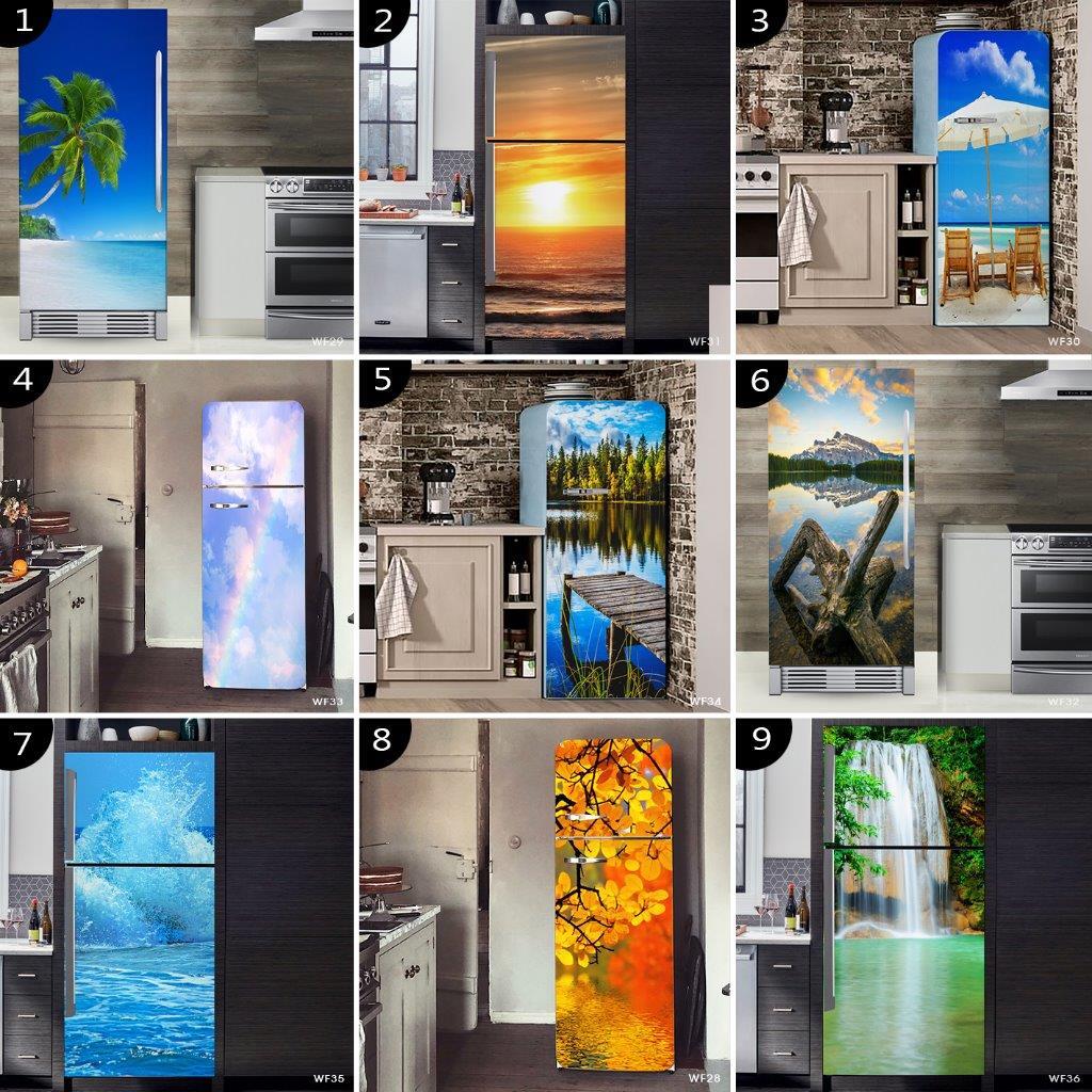 3D Fridge Door Self-Adhesive Decal Wall Sticker Refrigerator Wrap Decor Nature