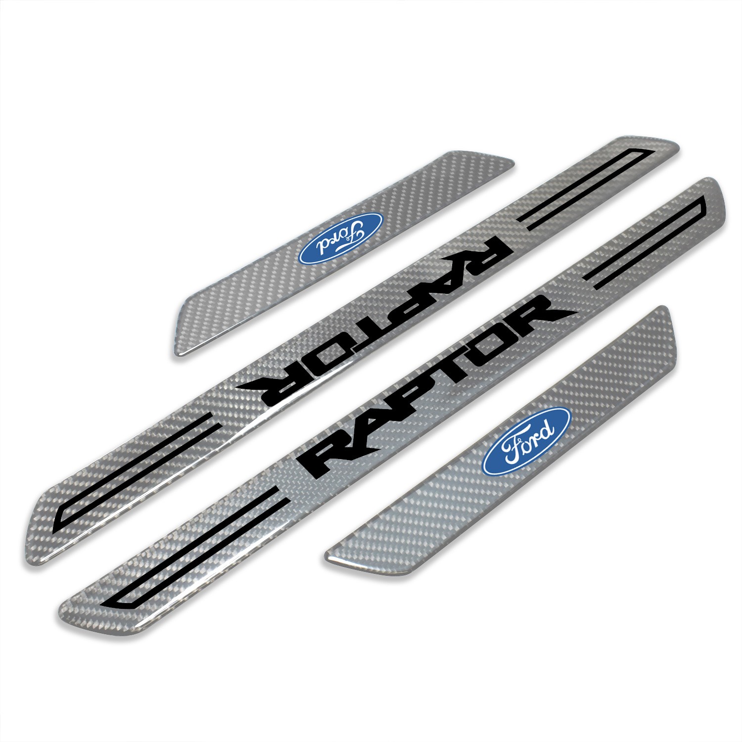 Ford F-150 Raptor Silver Carbon Fiber Universal Door Sill Protector Kick Plates