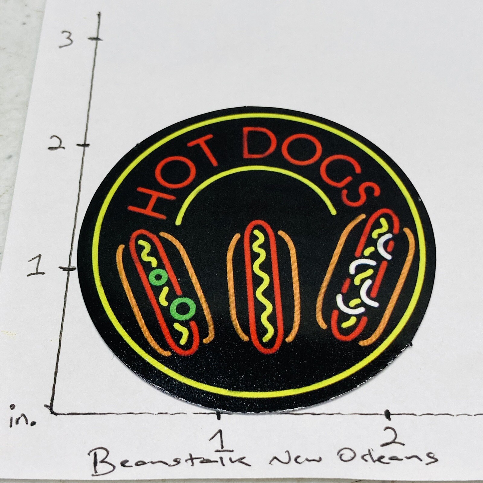 Neon 80's Style HOT DOGS Laptop Bottle Window Waterproof Sticker • w/ Tracking‼