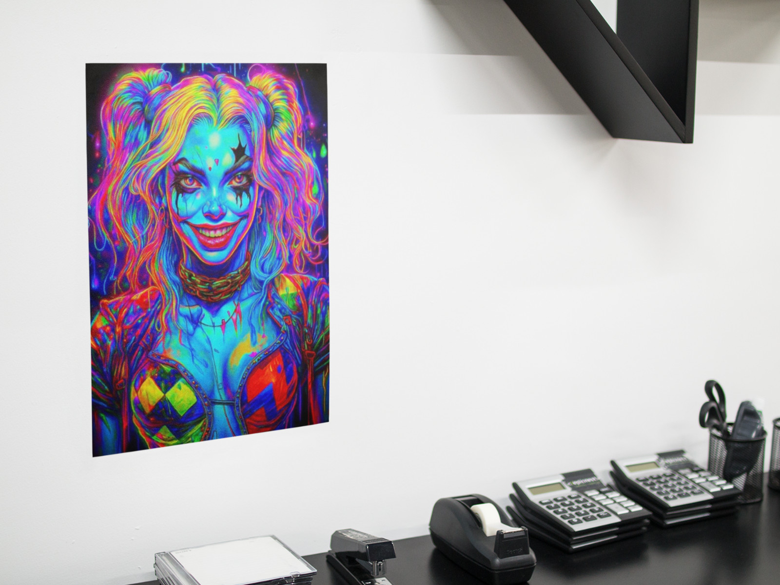 Harley Quinn Vivid Neon Wall Graphic Vinyl Decal Poster (Removable Adhesive)