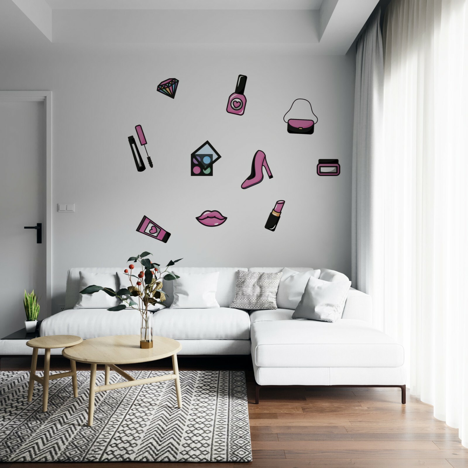 Vinyl Home Bedroom Art Women Cosmetics Decor Multicolored Girly Girl Wall Decal