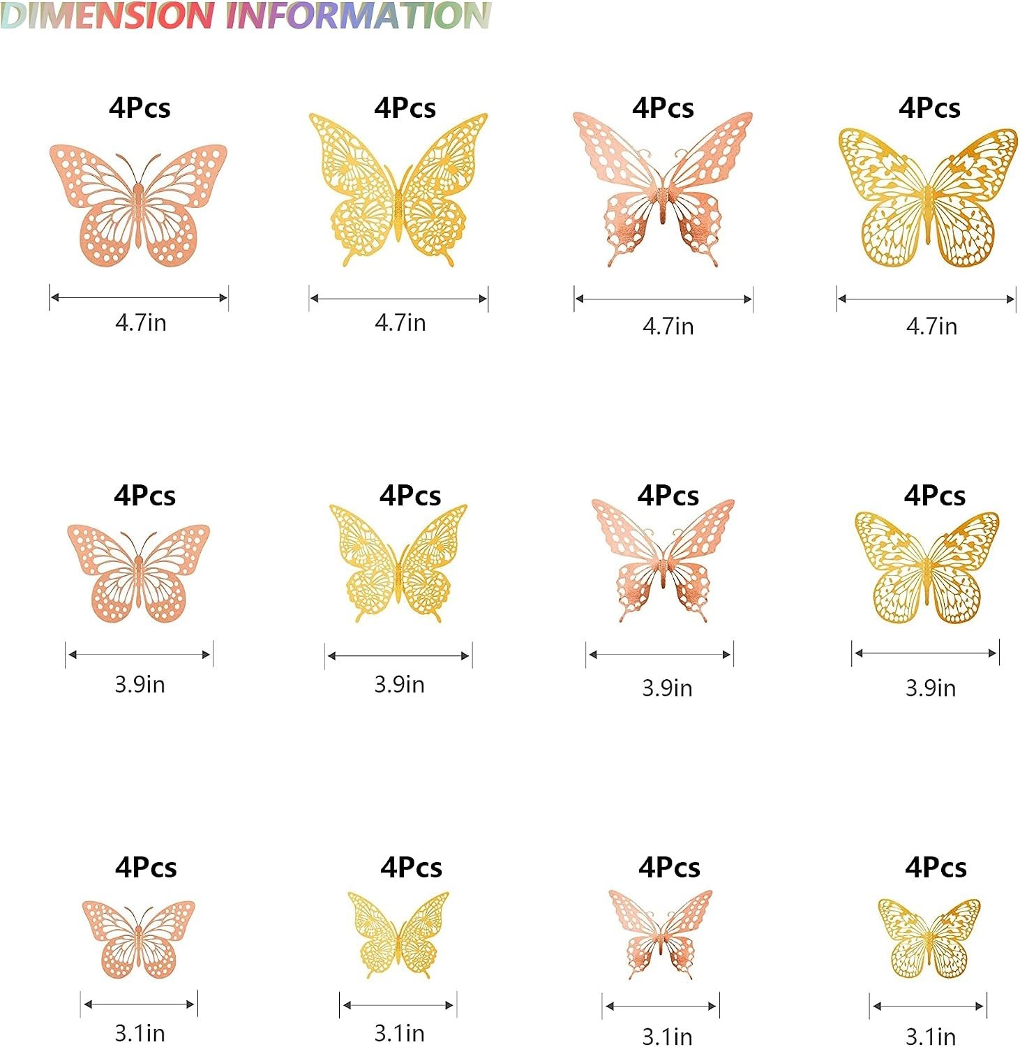 Luxurious 3D Butterfly Wall Stickers – Art Deco 48 Pcs for Parties & Nurseries