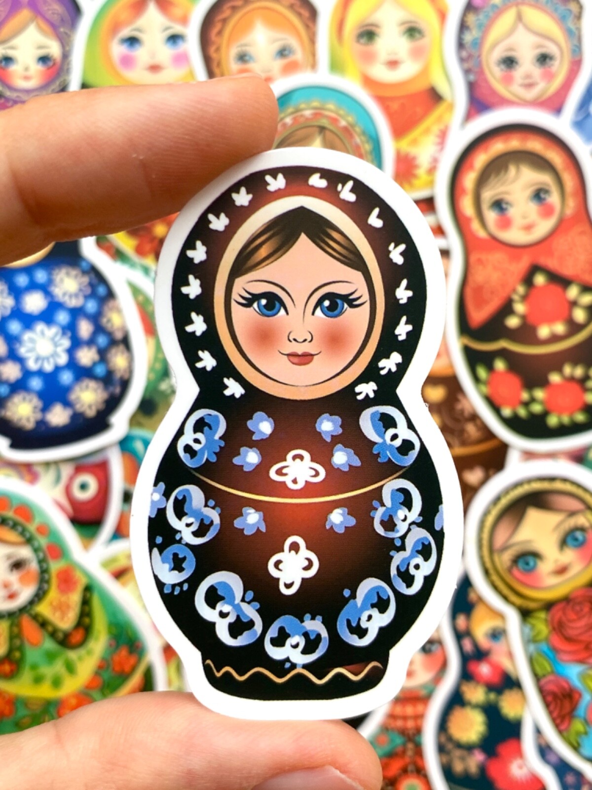 5-50 pcs Matryoshka Doll Stickers, Cute Russian Nested Doll Phone Laptop Decals