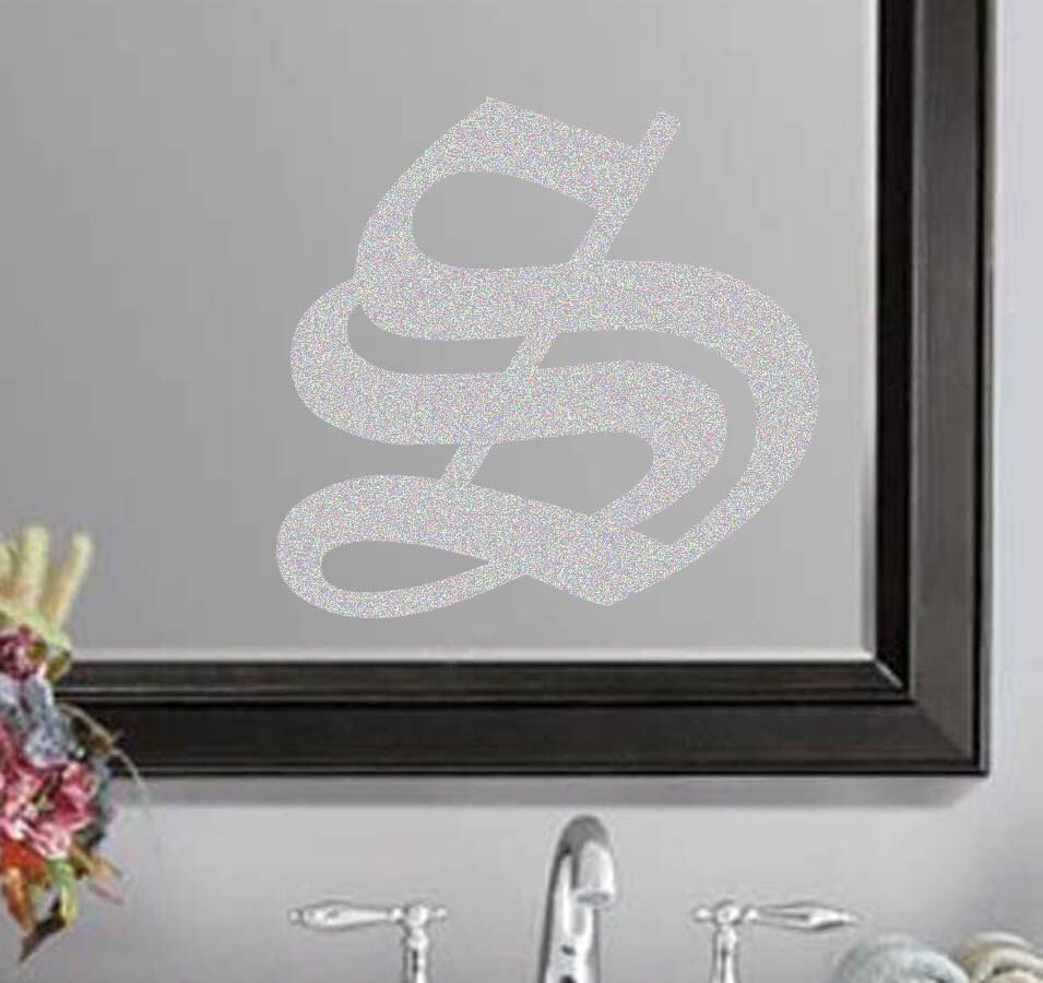 Old English Wedding Letter Initial Frosted Etched Vinyl Sticker Decal 3"-5" (e)
