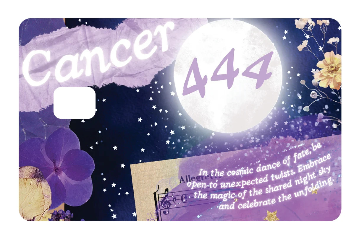 Cancer Angel Number 444 Card Skin 4 Pack Zodiac Full Moon Vinyl Decal Aesthetic