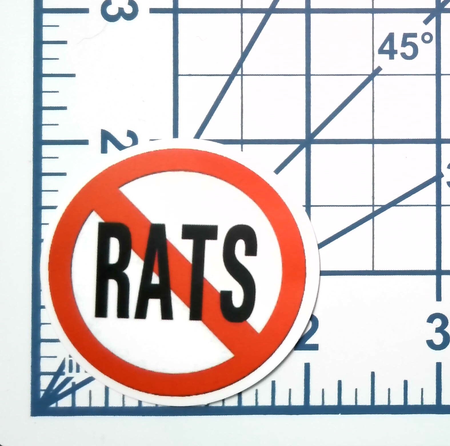 No RATS Prohibition Sign Vinyl Sticker Die Cut Funny Humorous Journal Scrapbook
