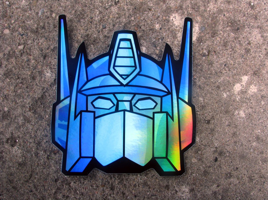 Jumbo Prime Holographic Sticker Truck Robot 80s G1 Metallic Decal