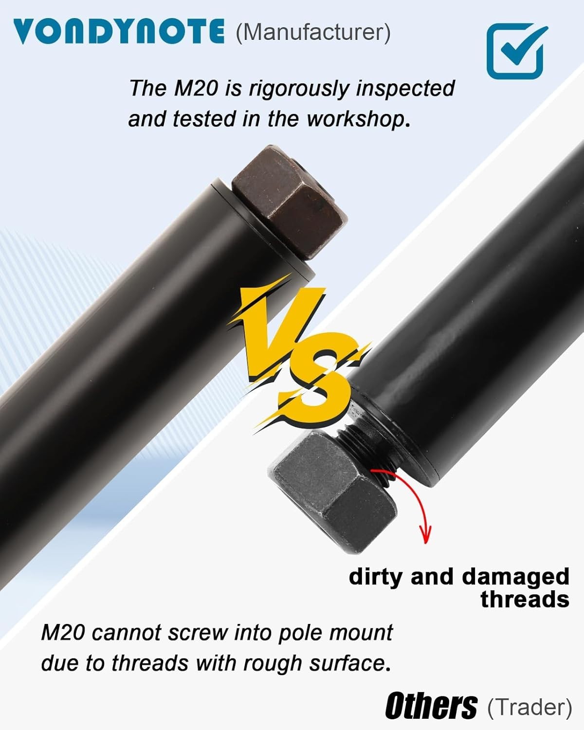 Set of 2 Speaker Pole for Subwoofer Height Adjustable Fits M20 Threaded Mount an