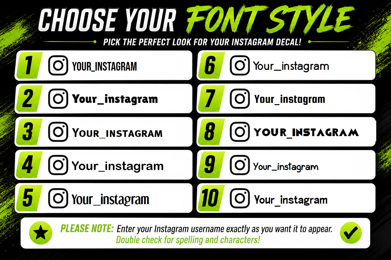 Personalized Instagram Sticker Vinyl Decal (x2) Car Window IG Username Drift JDM