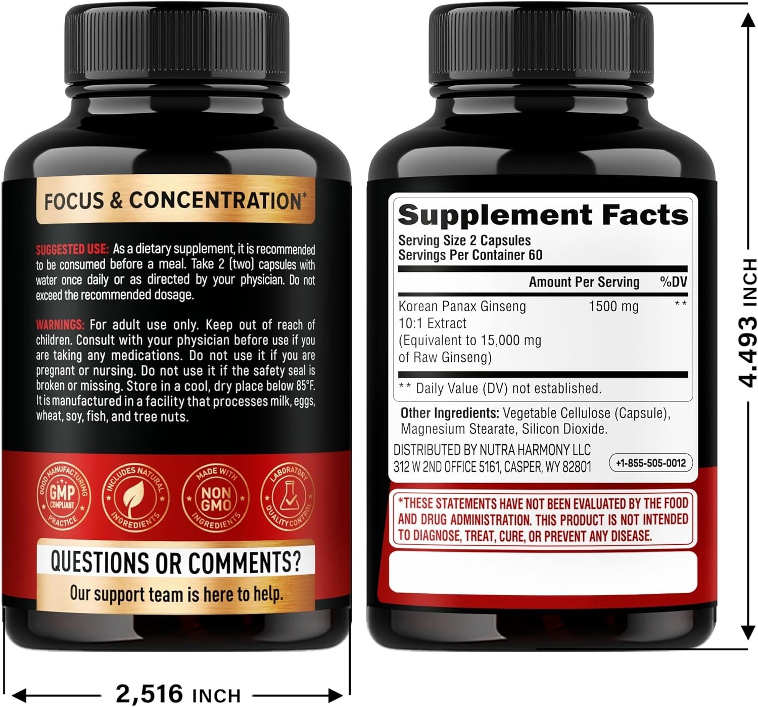 Panax Ginseng 15,000 Mg – Red Korean Ginseng Supplement for Men – Extra Strength