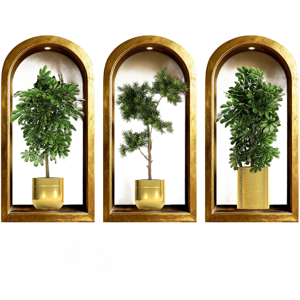 Water Resistant 3D Plant Wall Decals for BathFor Room Hallway Living For Room