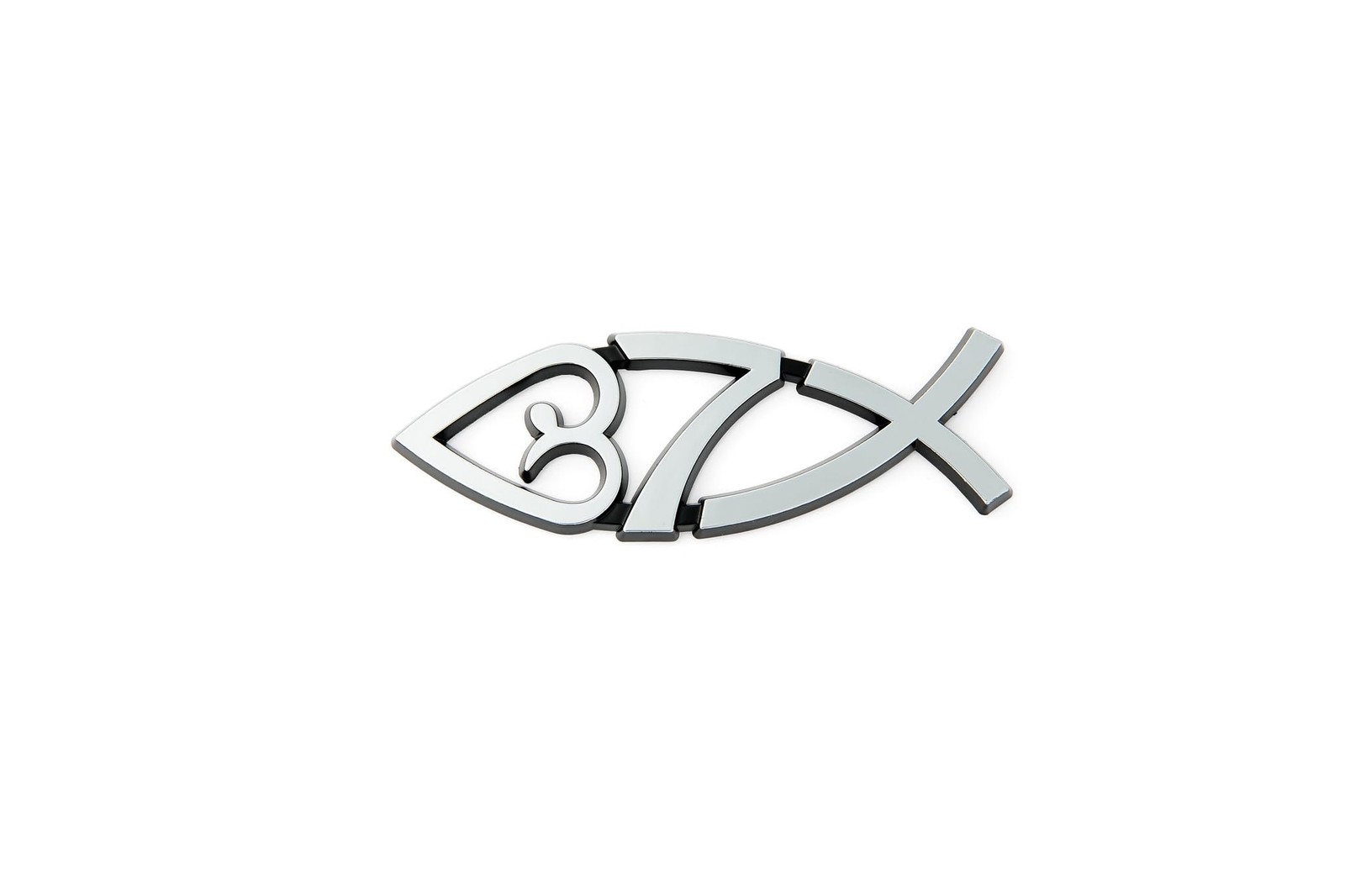 New Jesus Fish Car Decal 4 x 1.4 Inch – 3D Metallic Look Chrome Christian Sym…