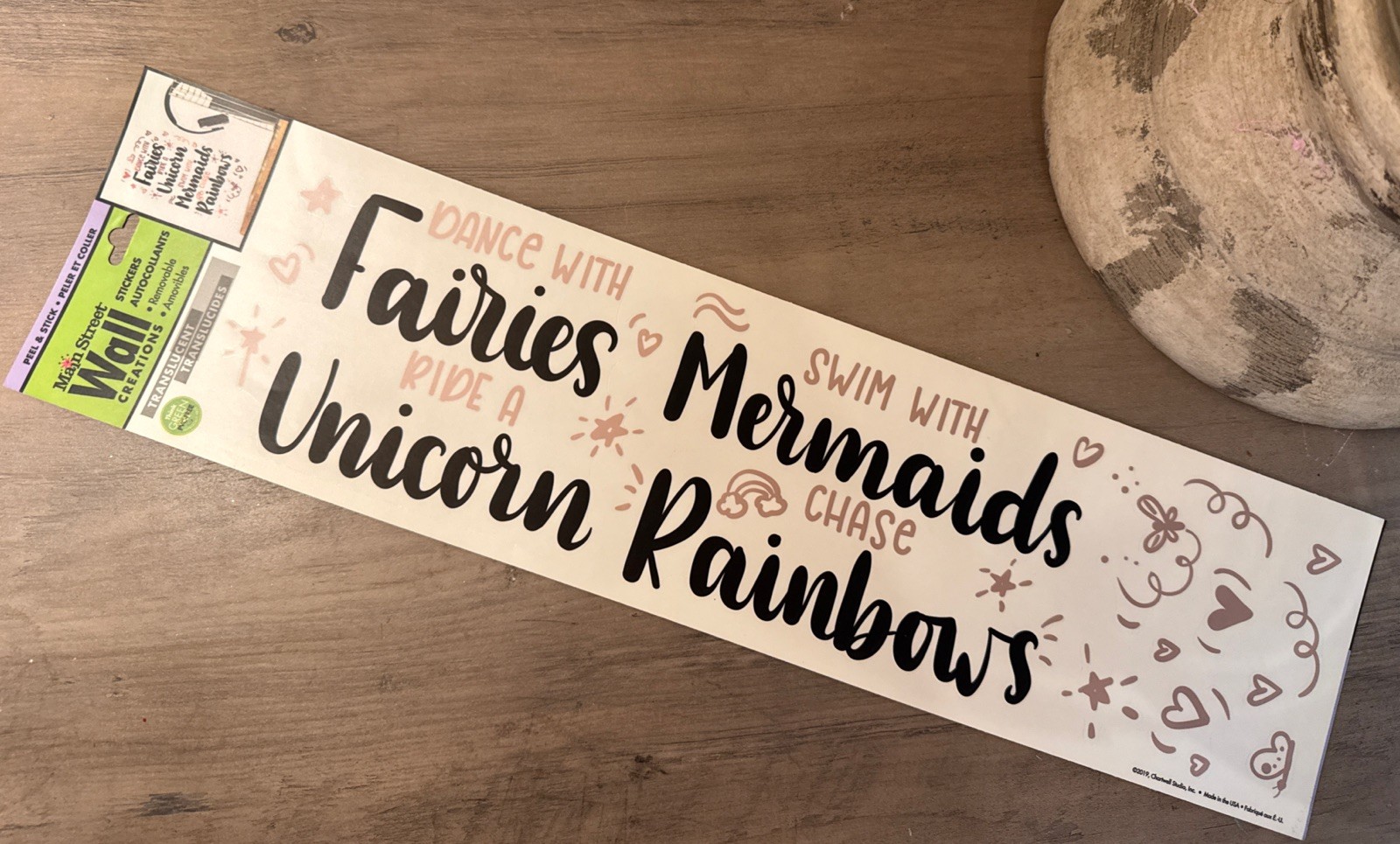 Main Steet Wall Sticker Decal "Dance With Fairies Ride A Unicorn” Peel Stick