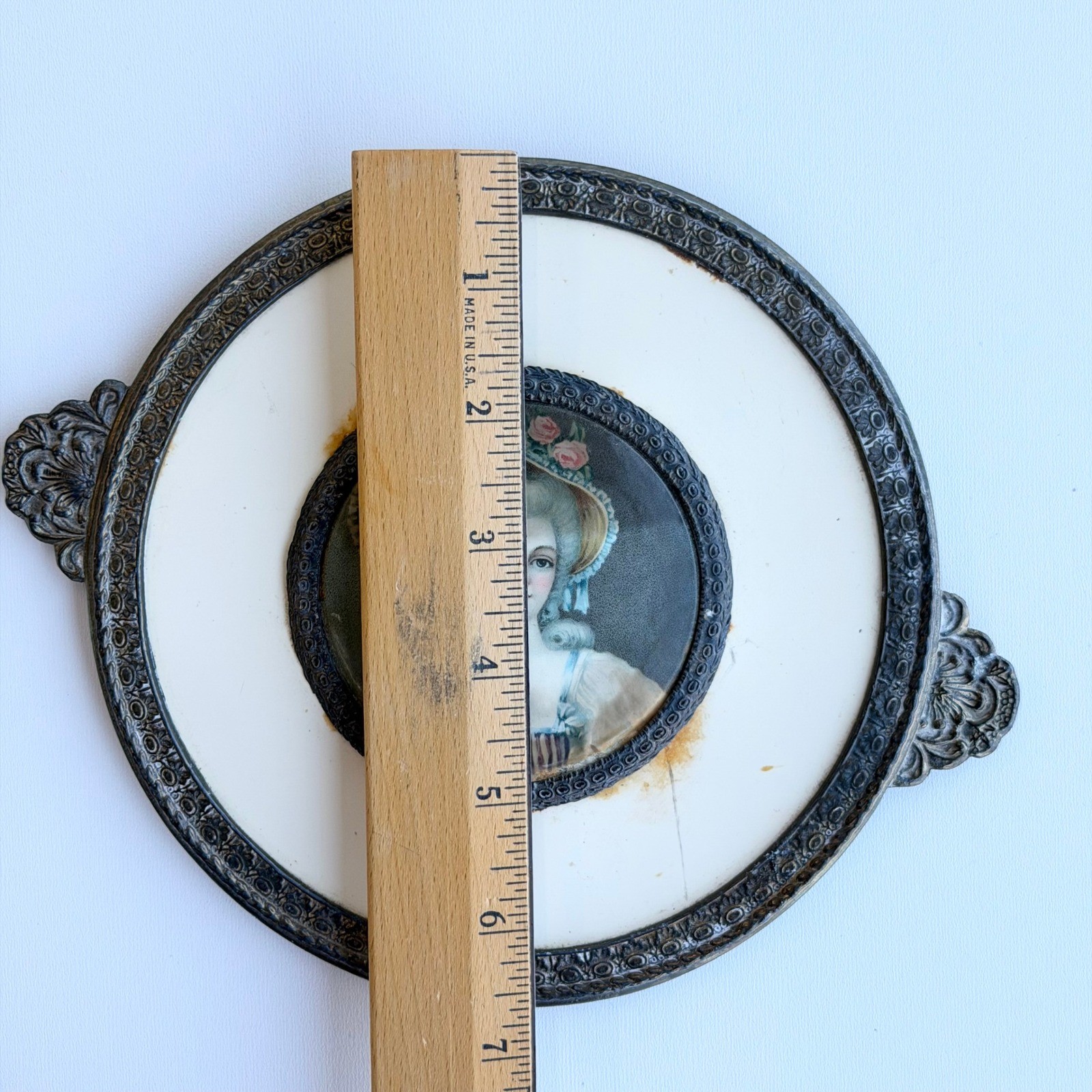 Antique Victorian Art Decor Old World Small Lady Portrait Cottagecore French