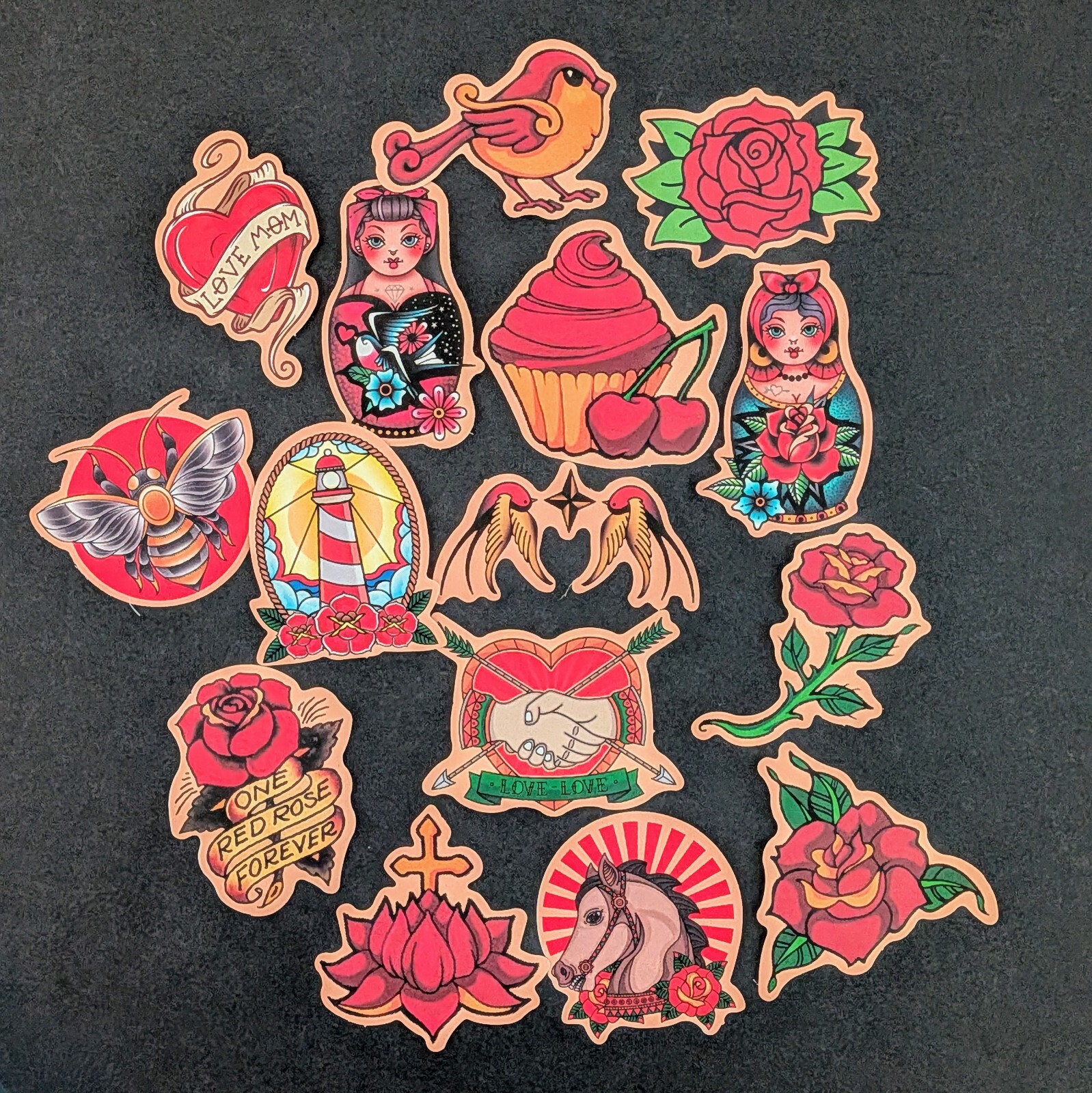 Tattoo Stickers, TattooDecals, American Traditional Style Stickers