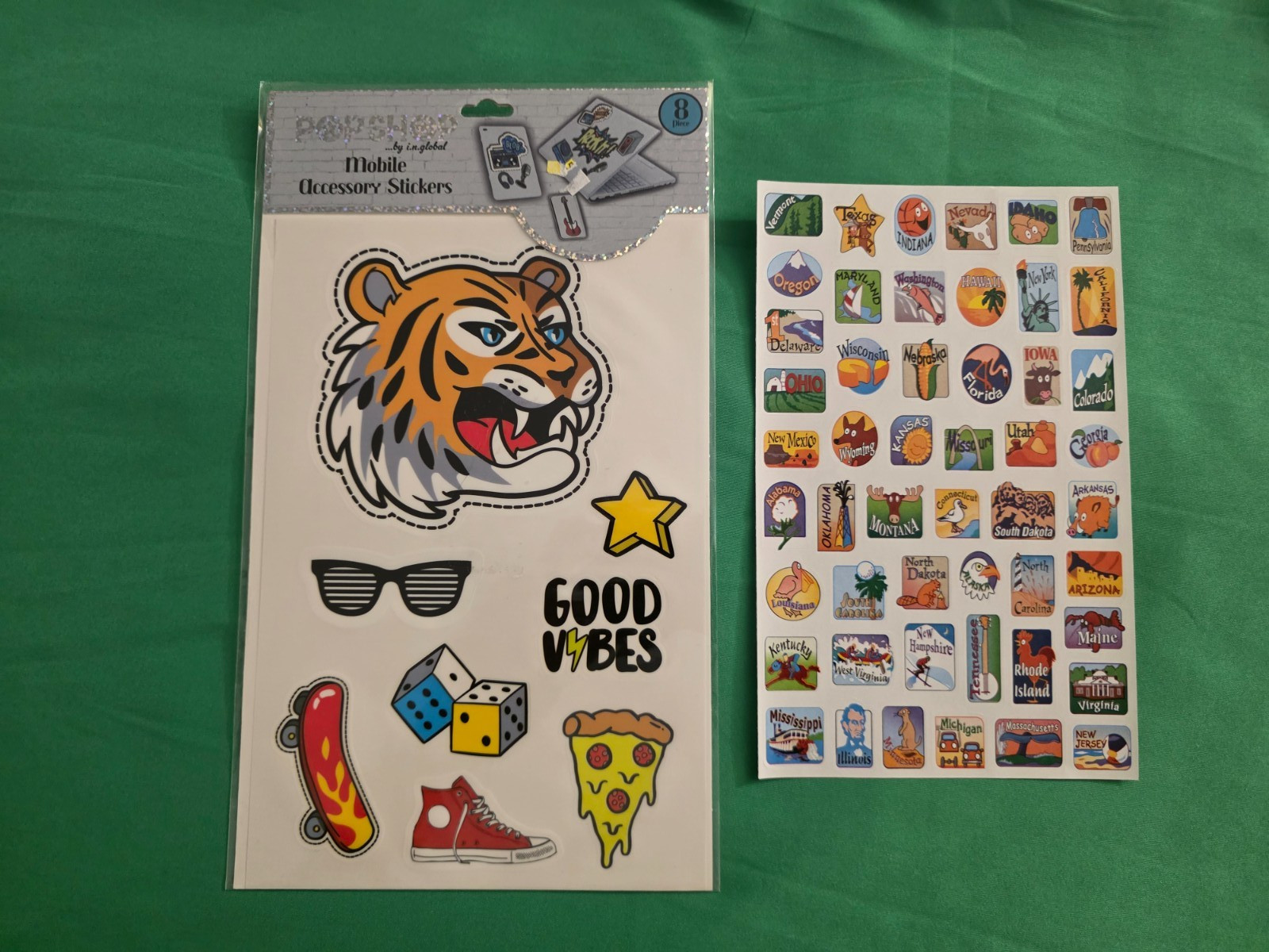Pop Shop Mobile Accessory Stickers Tiger Pizza 8pc +Extra New Gift Pop Culture