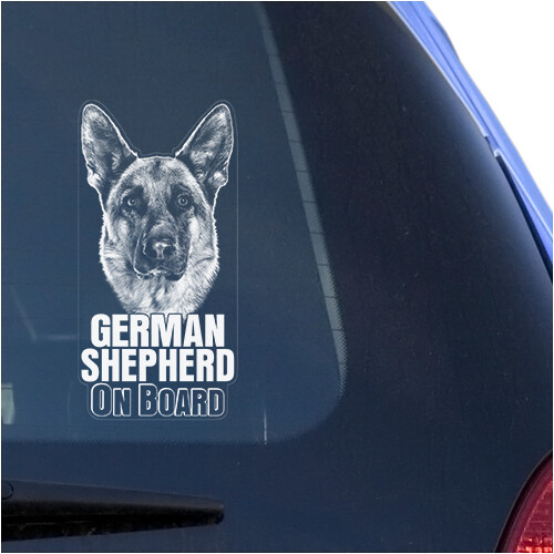 GERMAN SHEPHERD CLEAR VINYL DECAL STICKER FOR CAR OR TRUCK WINDOW, DOG ART PRINT