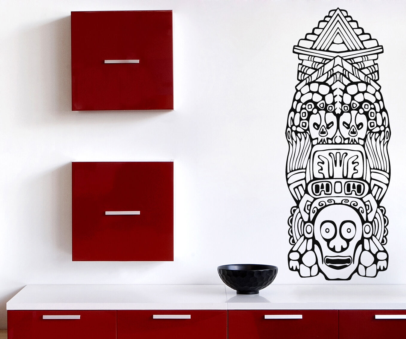Ritual Mask Vinyl Wall Sticker North American Totem Poles (n724)