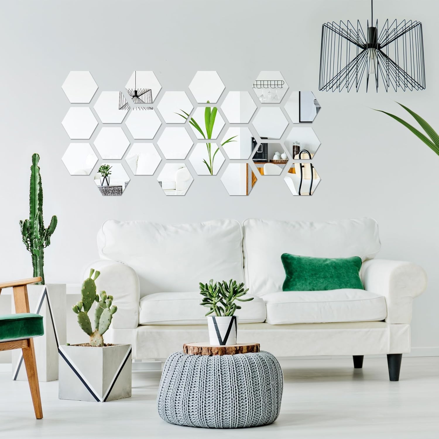 Reflective Silver Mirror Stickers, 32 Pcs