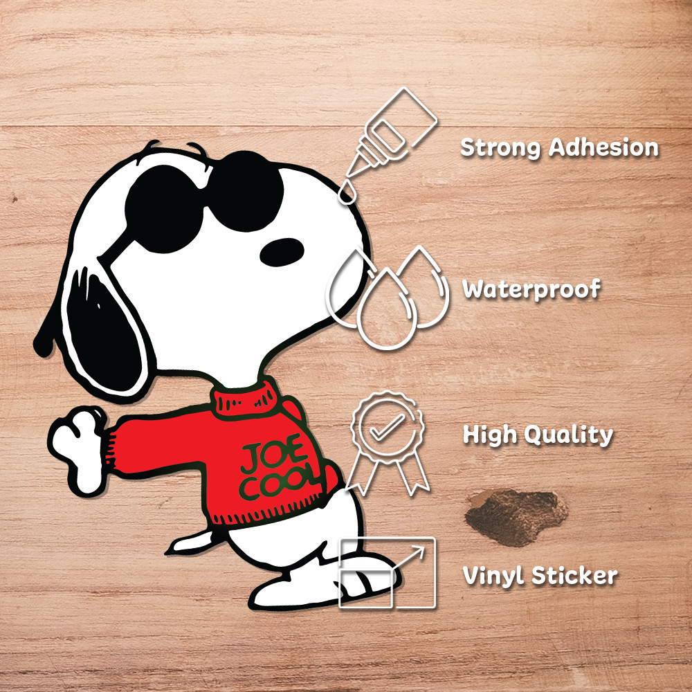 Snoopy Peanuts with Sweater Joe Cool for Car Bumper MacBook and iPad 2.6" x3.5"