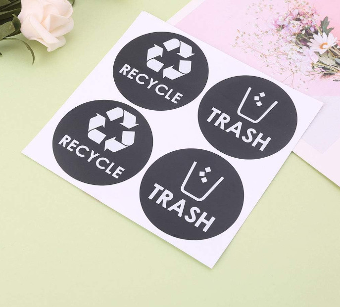 Recycle Trash Symbol Lettering Decals Sticker for Trash Cans Garbage Conta Roll
