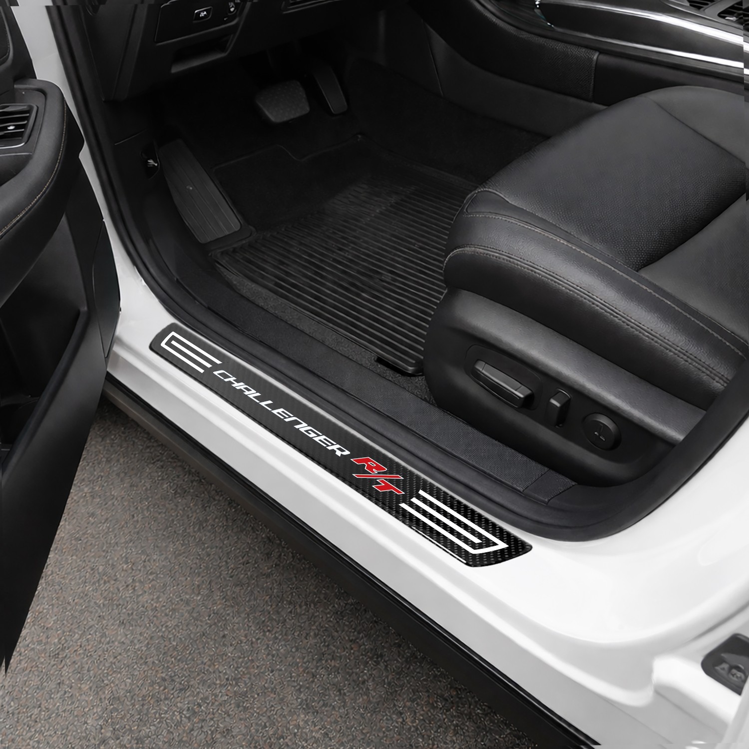 Dodge Challenger R/T X-Large Black Carbon Fiber 4 Pcs Universal Door Sill Plates