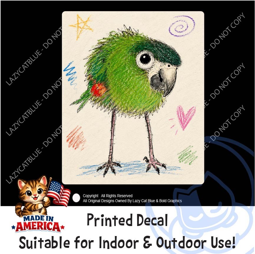 Funny Macaw Parrot Decal Sticker Hahns Greenwing Feathers Cute Bird Lady Gift