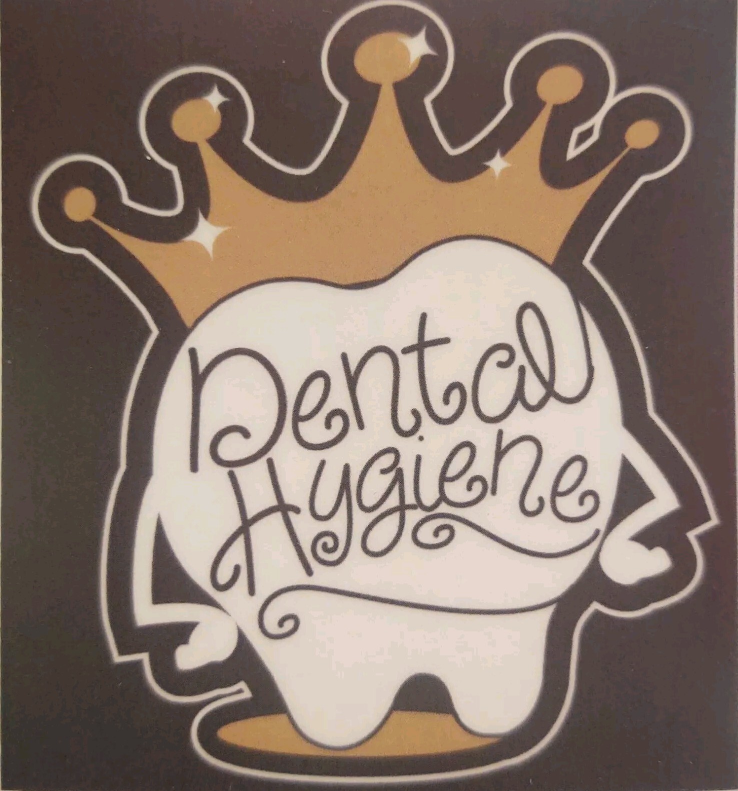 "Dental Hygiene" Gold Crown, White Tooth Car Sticker/Window Decal FREE SHIPPING
